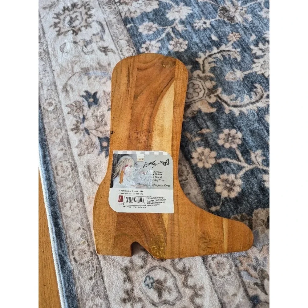 Charcuterie Board Dolly Parton Cowboy Boot Shape Acacia Wood Serving  14